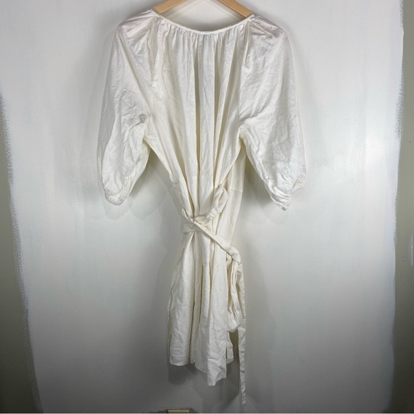 Banana Republic Linen Blend True Wrap Tie‎ Waist Puff Sleeve Mini Dress M (NWT) - Picture 9 of 9